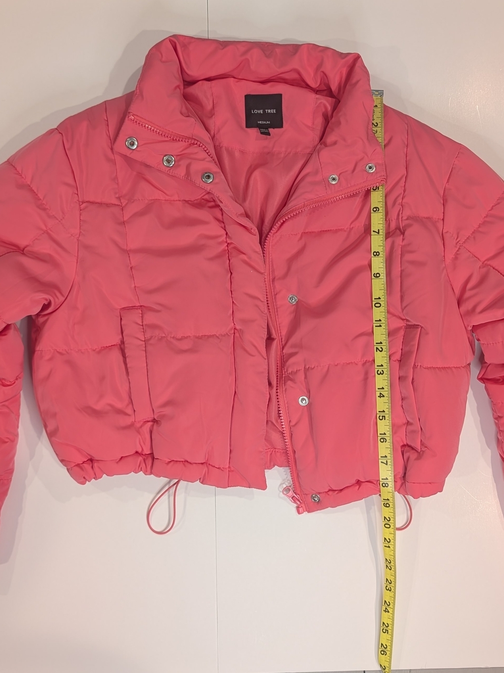 Love Tree Pink Cropped Puffer Jacket Women Medium Quilted Bubble Coat Trendy
